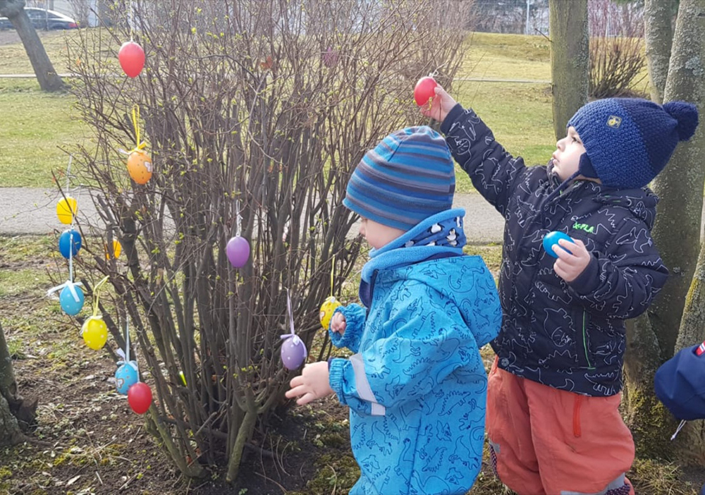 Die Krippenkinder der Gothaer AWO Kita "Wirbelwind" bereiten sich auf Ostern vor.